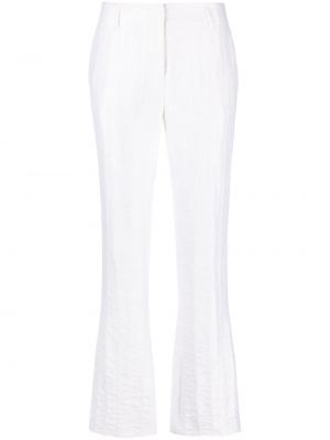 Bavlnené rovné nohavice s nízkym pásom Forte Forte biela