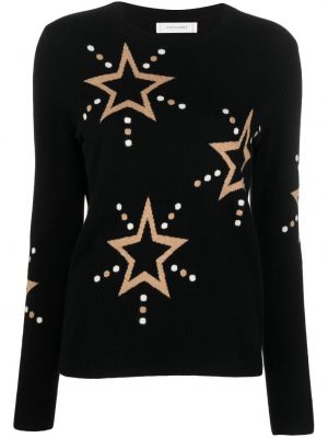 Sweter wełniany z kaszmiru w gwiazdy Chinti & Parker czarny
