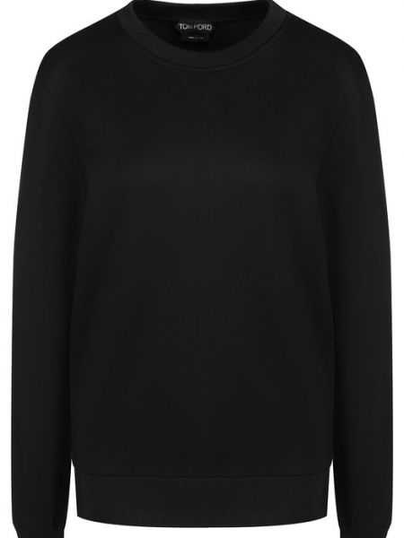 Однотонный хлопковый пуловер Tom Ford черный