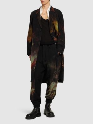 Pantalones de lino con estampado Yohji Yamamoto negro