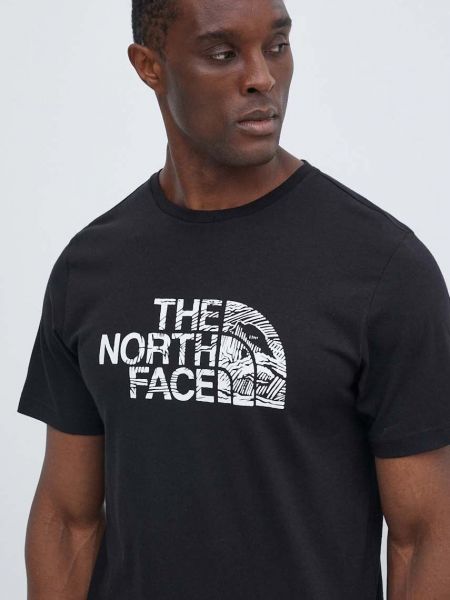 Koszulka bawełniana z nadrukiem The North Face czarna