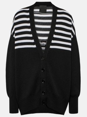 Cardigan di lana di cotone a righe Givenchy nero