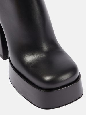 Kožené členkové topánky na platforme Versace čierna