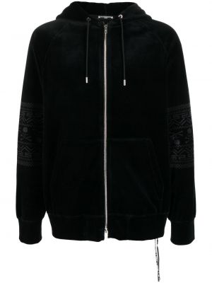 Dryžuotas džemperis su gobtuvu velvetinis Mastermind World juoda