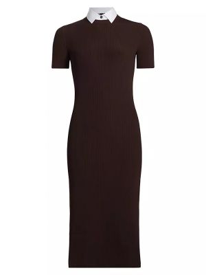 Платье миди Bodycon с контрастным воротником Ralph Lauren Collection коричневый
