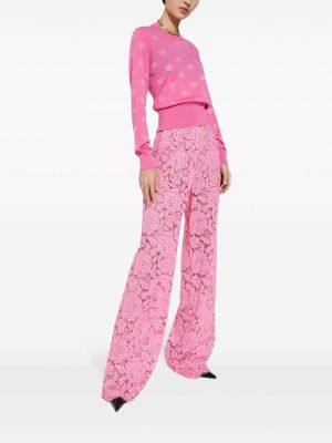 Mežģīņu brīva piegriezuma bikses Dolce & Gabbana rozā