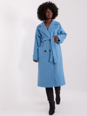 Płaszcz wełniany Fashionhunters niebieski