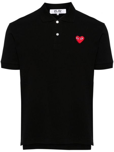 Medvilninis polo marškinėliai su širdelėmis Comme Des Garçons Play juoda