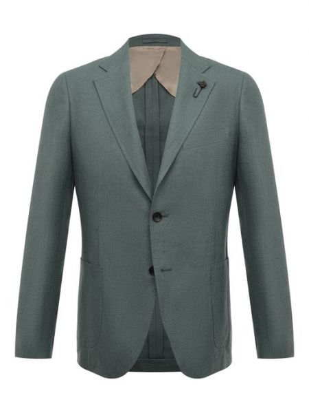Шелковый льняной пиджак Lardini зеленый