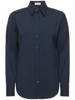 Camicia di cotone Brunello Cucinelli blu