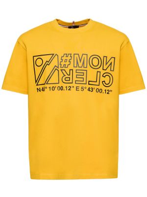 Camiseta de algodón con estampado de tela jersey Moncler Grenoble amarillo