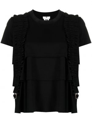 Βαμβακερή μπλούζα με βολάν Noir Kei Ninomiya μαύρο