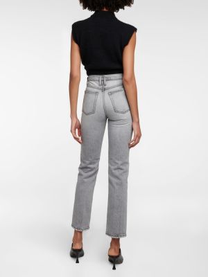 Straight leg jeans a vita alta Frame grigio