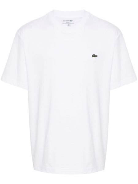 Βαμβακερή μπλούζα Lacoste λευκό