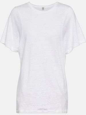 Oversize ленена тениска Toteme бяло