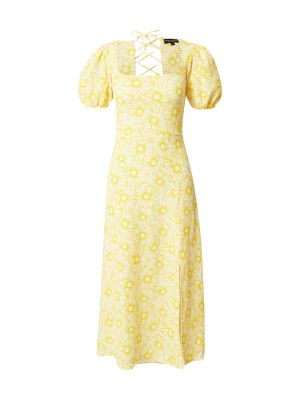 Rochie tip cămașă cu model floral cu decolteu pătrat cu mâneci scurte Dorothy Perkins - galben