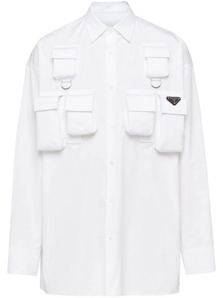 Bavlnená dlhá košeľa Prada biela