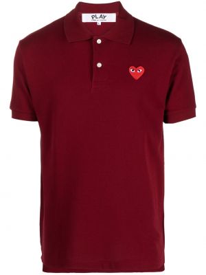 Polo krekls ar izšuvumiem ar sirsniņām Comme Des Garçons Play sarkans