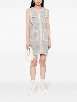 Džínové šaty s knoflíky Chanel Pre-owned šedé