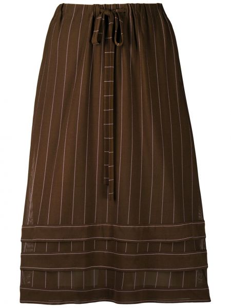 Falda midi a rayas Chanel Pre-owned marrón