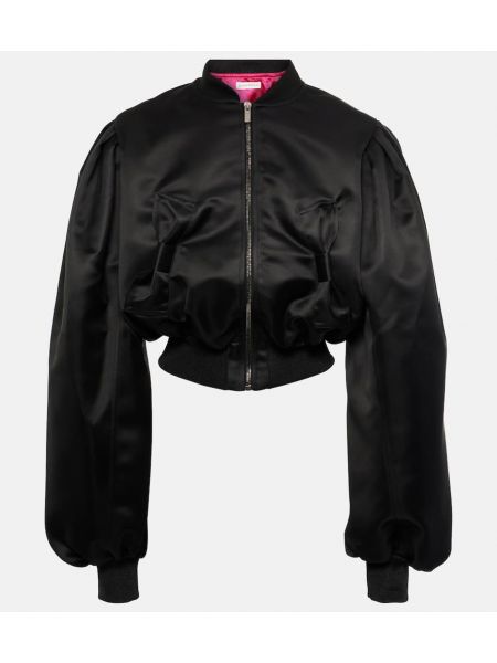 Saténová bomber bunda s mašlí Nina Ricci černá