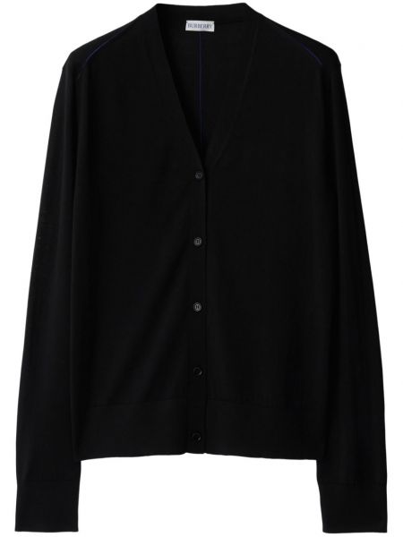 Woll strickjacke mit v-ausschnitt Burberry schwarz