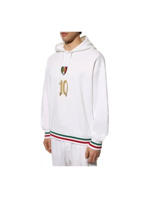 Bluza z kapturem bawełniana z nadrukiem Dolce And Gabbana biała