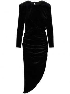 Žametna midi obleka iz rebrastega žameta Veronica Beard črna