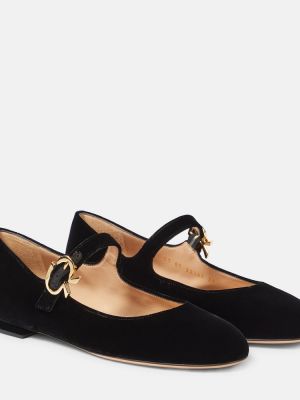 Bársony balerina cipők Gianvito Rossi fekete