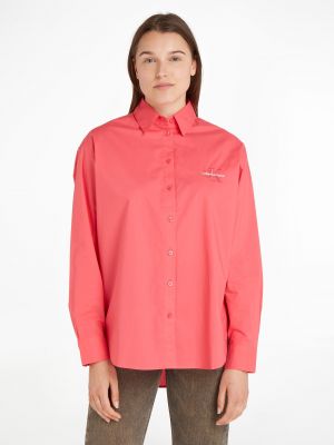 Rifľová košeľa Calvin Klein Jeans ružová