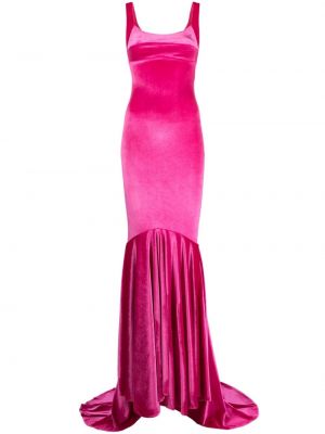 Pliszírozott hosszú ruha Atu Body Couture rózsaszín