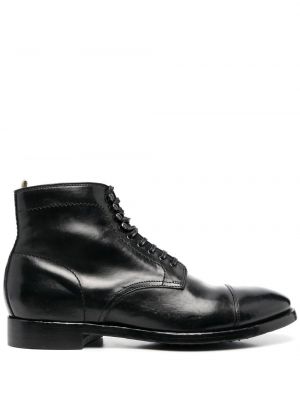 Čipkované šnurovacie členkové topánky Officine Creative čierna