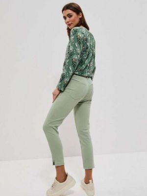 Jednobarevné kalhoty Moodo zelené