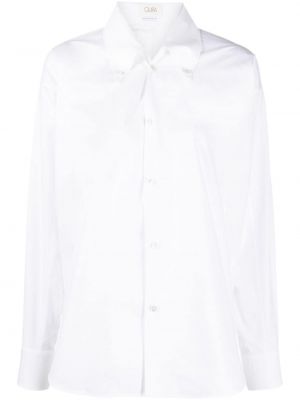 Пухена памучна риза с копчета на яката Quira бяло