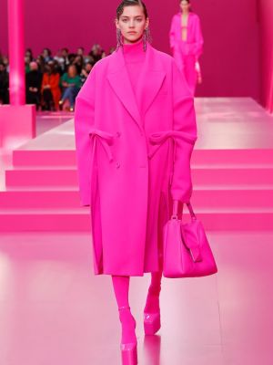 Μάλλινο παλτό Valentino ροζ