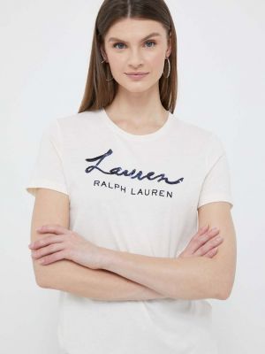 Koszulka Lauren Ralph Lauren beżowa