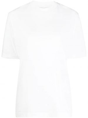 Koszulka bawełniana z dżerseju z okrągłym dekoltem Tibi - biały