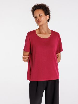 Jersey manga corta de tela jersey de cuello redondo Naulover rojo