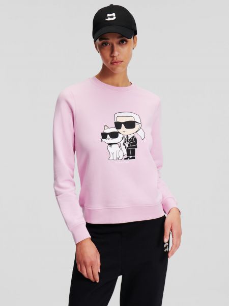 Mikina s kapucí Karl Lagerfeld růžová