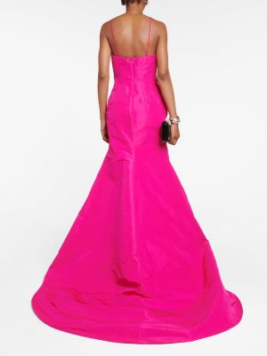 Křišťálové dlouhé šaty Laquan Smith růžové