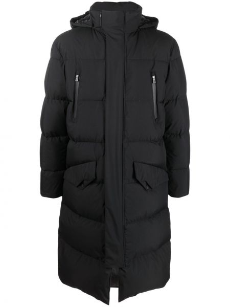 Пухено палто с качулка Herno черно