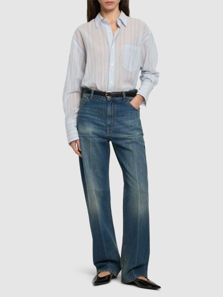 Voľné džínsy s rovným strihom Victoria Beckham sivá