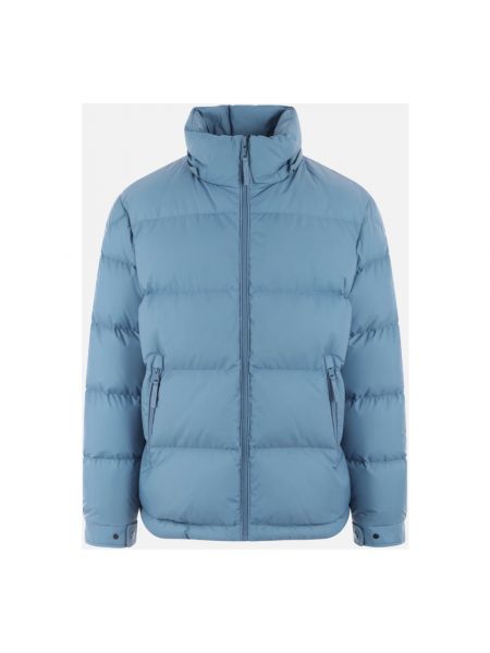 Pikowana kurtka puchowa z nadrukiem Moncler niebieska