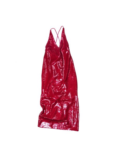 Sukienka długa z cekinami Ganni czerwona