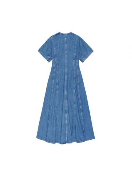 Sukienka długa z dekoltem w serek Ganni niebieska