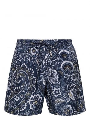 Pantaloni scurți cu model floral cu imagine Etro albastru