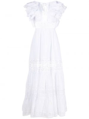 Krajkové bavlněné dlouhé šaty Charo Ruiz Ibiza bílé