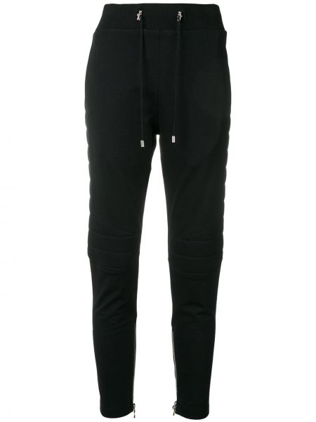 Pantalones de cintura alta con cordones Balmain negro