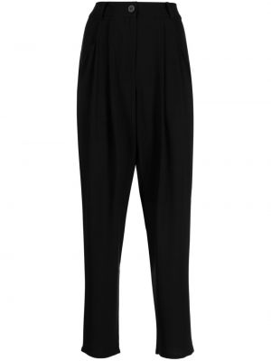 Pantaloni de mătase plisate Eileen Fisher negru
