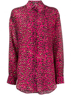 Leopard trykt silke krage bluse Ermanno Scervino rosa